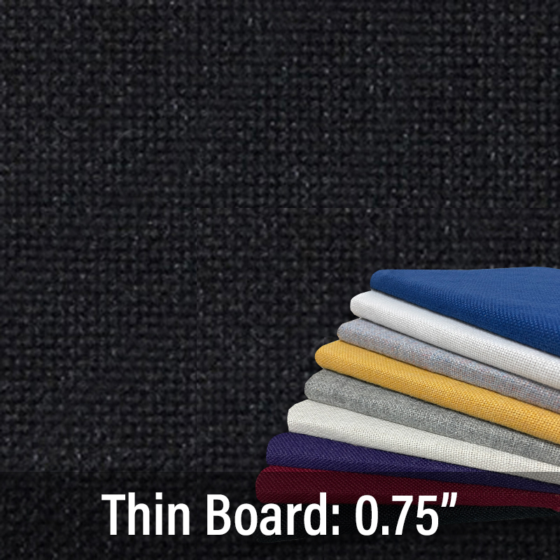 FW850-52 Black - Thin Profile: Thick Textured - 6 Colors - Push Pins or Hook and Loop - Up to 60" X 40"