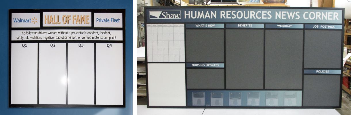 Every frame can make any style - select frame - then select type of wallboard - 
    chalkboard, cork board, combination board, whiteboard or fabric wrap corkboard