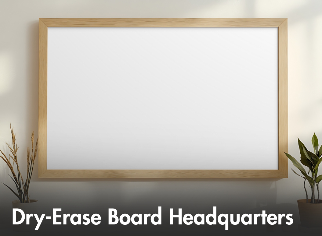 This stylish combination board features a magnetic whiteboard