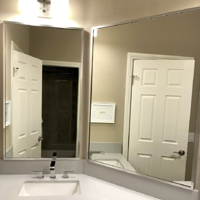 Custom Thin Metal Framed Bathroom Mirrors - Create Any Size
