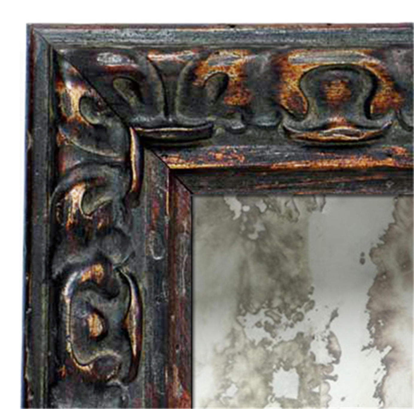 AM1416-90-9 Ornate Distressed Brown Framed Antiqued Mirror - Running Water