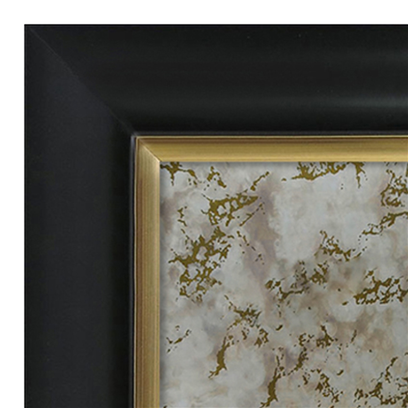 AM1521-90-7 Black With Gold Trim Frame Antiqued Mirror - Gold Vein Antiqued Mirror