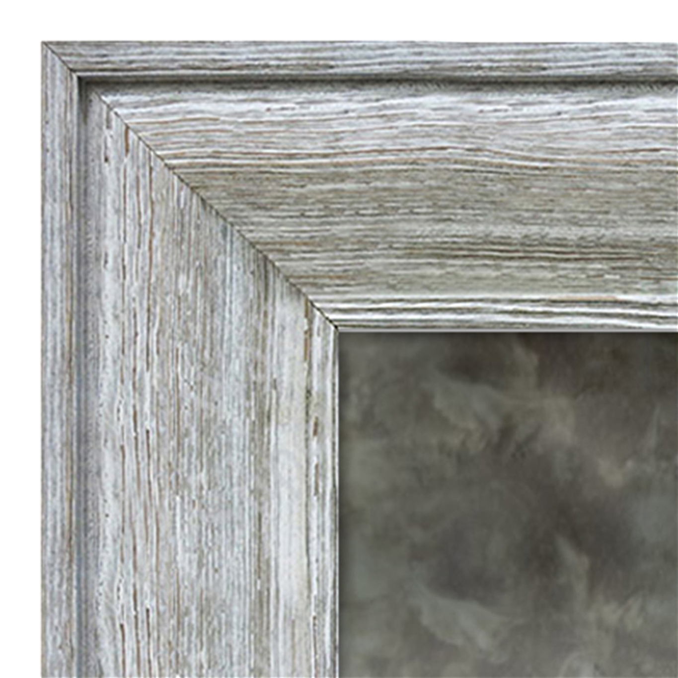 AM1547-90-13 Distressed White Driftwood Frame Antiqued Mirror - Dark Gray Antiqued Mirror