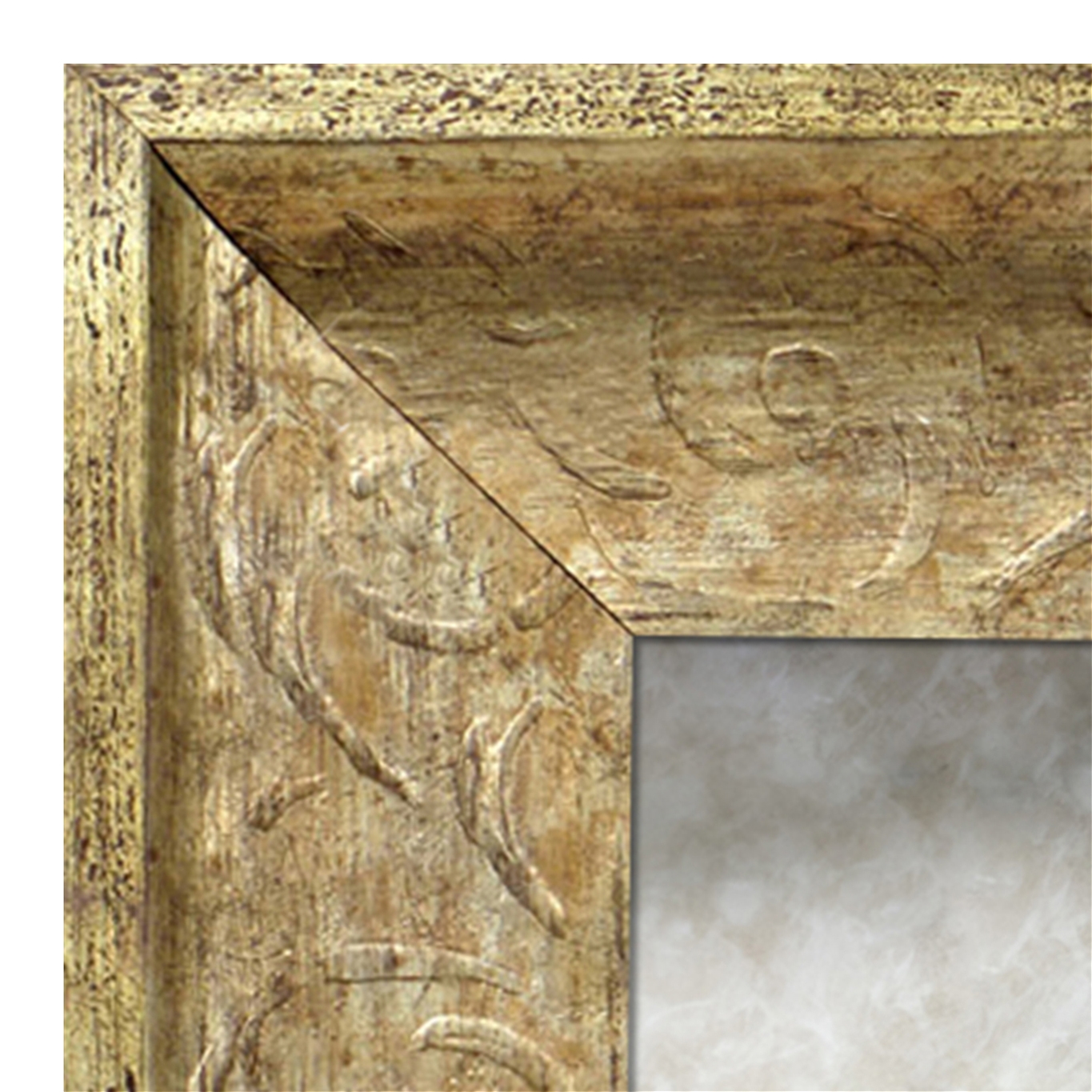 AM1613-90-10 Embellished Distressed Light Silver Framed Antiqued Mirror - Light Antiqued Mirror