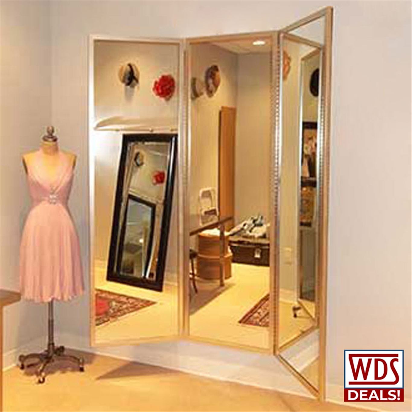 WD503  3 Panel Vanity Mirror  - Full 360 Degree View 