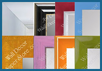 shop custom mirrors with colorful frames red, blue pink and more