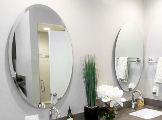 Custom frameless mirrors - make any size - square, rectangle, oval or round
