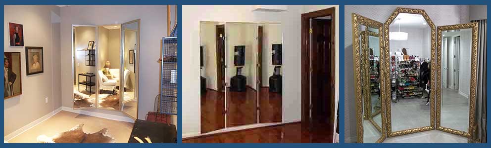 Custom three panel dressing mirrors - any size - floor standing or wall mounted