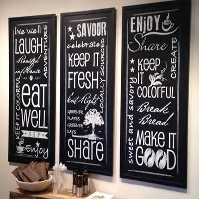 We use your text and graphics to create custom printed chalkboards - up to 4 x 8 feet. We also have graphic artists to help wity your design