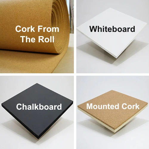 Custom cut chalkboard - whiteboard - cork by the roll - mounted cork board - chalk board and white board material to your exact size