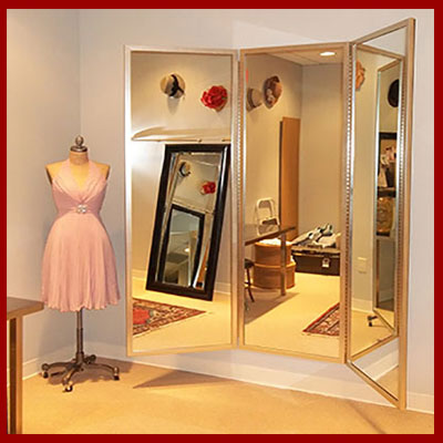 Custom three panel mirrors - framed and frameless - choose size, color and style
