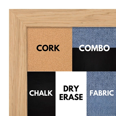 BB1228-2 - Oak Inspired Finish - 1 Inch Wide - Cork, Chalk, Dry Erase, Combo, Fabric Wrap 
