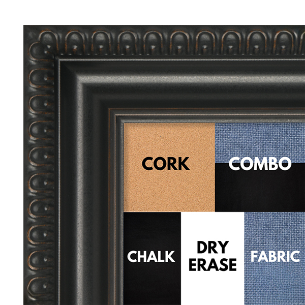 BB1312-4 Ornate Scoop - Soft Black 2.25" Wide Custom Cork Chalk or Dry Erase Board BB1312-4 Ornate Scoop - Soft Black 2.25" Wide Custom Cork Chalk or Dry Erase Board