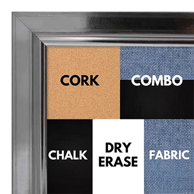 BB1010-3 Cool Silver Hammered Square With Swan Lip - Cork, Chalk, Dry Erase, Combo, Fabric Wrap 