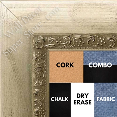 BB1051-2 Silver Leaf with Black Scratching - Cork, Chalk, Dry Erase, Combo, Fabric Wrap 