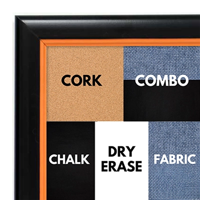 BB1400-5 Black With Orange Lip Small To Medium Custom Cork Chalk or Dry Erase Board