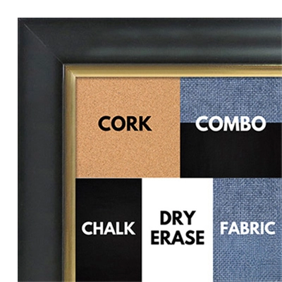 BB1520-4 Black With Gold Trim Large Wall Board Cork Chalk Dry Erase