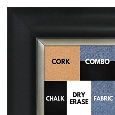 BB1521-2 Black With Silver Trim Extra Large Wall Board Cork Chalk Dry Erase