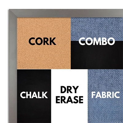 BB1540-04 Thin Metal Brushed Satin Silver Custom Cork Chalk or Dry Erase Board Small To Large