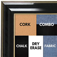 BB1666-1 | Black Lacquer with Gold Trim | Custom Cork Bulletin Board | Custom White Dry Erase Board | Custom Chalk Board