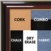 BB1668-1 | Glossy Mahogany / Gold | Custom Cork Bulletin Board | Custom White Dry Erase Board | Custom Chalk Board