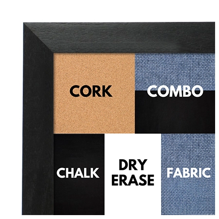 BB1681-1 | Black / Walnut | Custom Cork Bulletin Board | Custom White Dry Erase Board | Custom Chalk Board