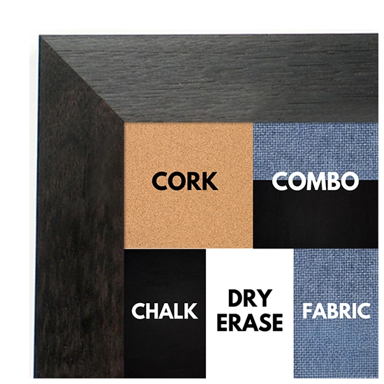 BB1682-1 | Black / Walnut | Custom Cork Bulletin Board | Custom White Dry Erase Board | Custom Chalk Board