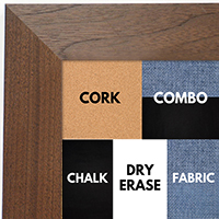 BB1682-2 | Natural Walnut | Custom Cork Bulletin Board | Custom White Dry Erase Board | Custom Chalk Board