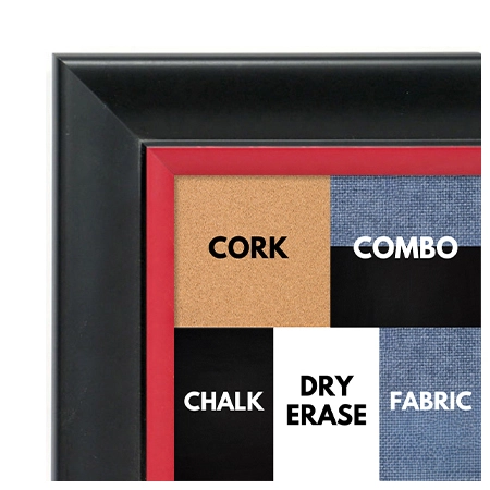 BB1690-4 | Black / Red | Custom Cork Bulletin Board | Custom White Dry Erase Board | Custom Chalk Board