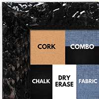 BB1692-1 | Glossy Black / Design | Custom Cork Bulletin Board | Custom White Dry Erase Board | Custom Chalk Board