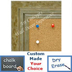 BB1721-4 | Distressed Green / Silver | Custom Cork Bulletin Board | Custom White Dry Erase Board | Custom Chalk Board