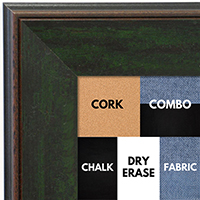 BB1734-4 | Distressed Evergreen | Custom Cork Bulletin Board | Custom White Dry Erase Board | Custom Chalk Board