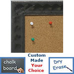 BB1780-3 | Distressed Iron / Design | Custom Cork Bulletin Board | Custom White Dry Erase Board | Custom Chalk Board