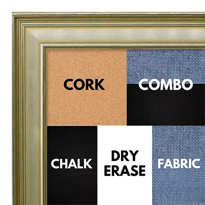 BB1966-5 Small Distressed Silver 1 9/16" Wide Custom Mirror- Cork Chalk Dry Erase