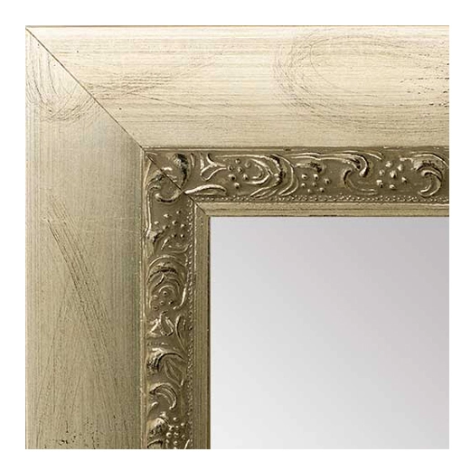 MR1051-2 Silver Leaf Distress  Custom Mirror With Black Scratching