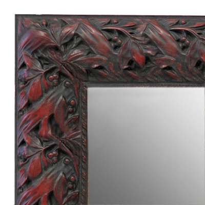 MR1624-3  Black with Red / Design | Custom Wall Mirror