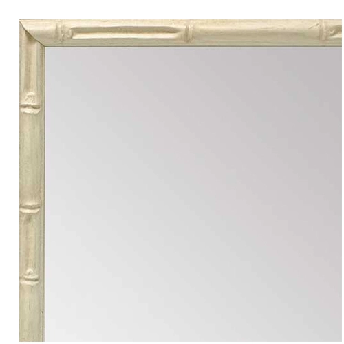 MR1948-4 Very Small Distressed White Tropical Bamboo Custom Framed Mirror
