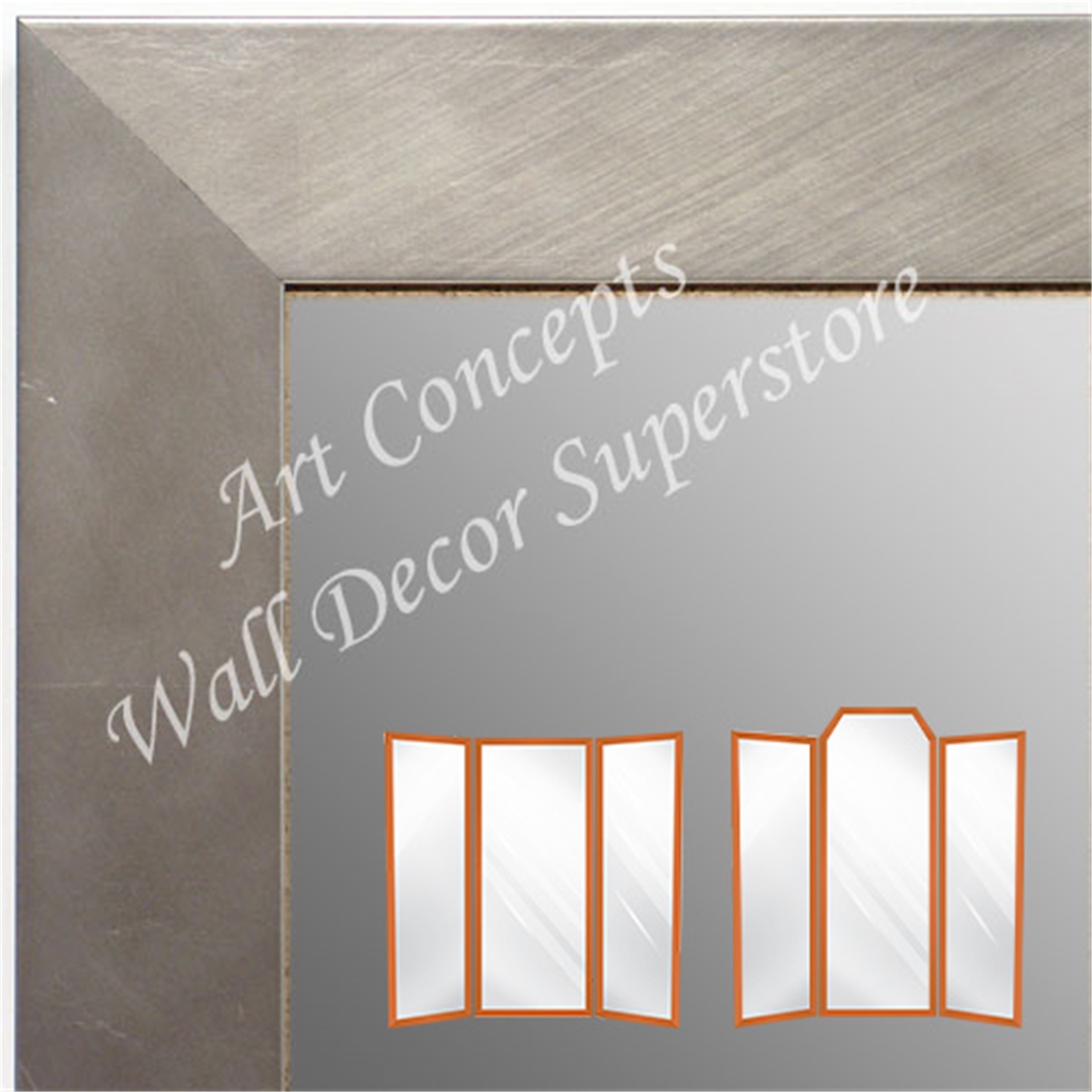 WM1688-2 Silver Satin Nickel - Custom Three Panel Dressing Mirror