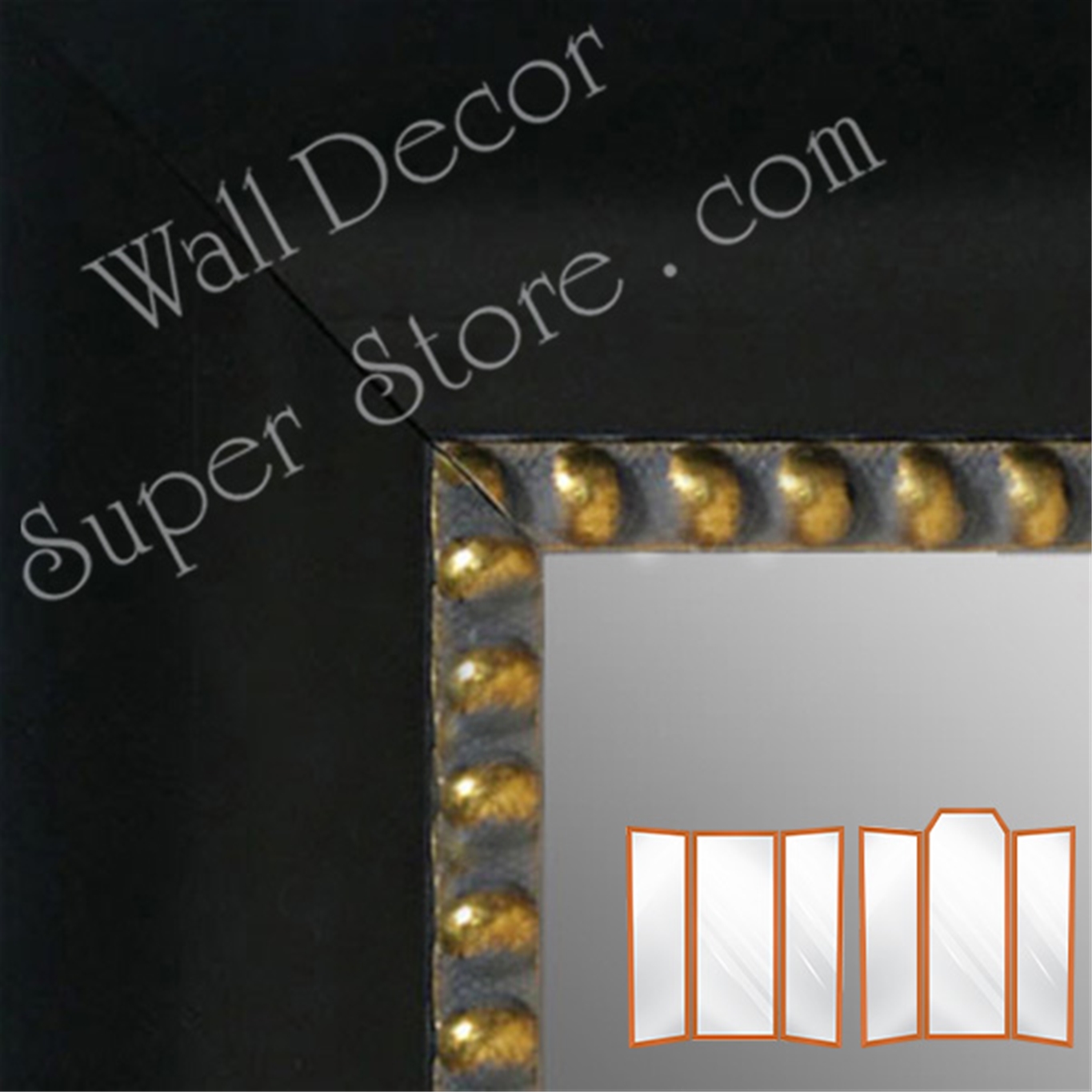 WM5203 - Black, Silver & Gold Frame with Beads - Custom 3 Panel Mirror