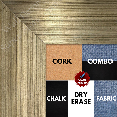 BB1858-2 Distressed Champagne Silver Leaf Shallow French Scoop 2 1/2" Custom Cork Chalk Dry Erase Board
