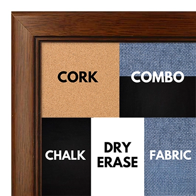 BB1044-5 Dark Walnut With Inside Ridges - Cork, Chalk, Dry Erase, Combo, Fabric Wrap 