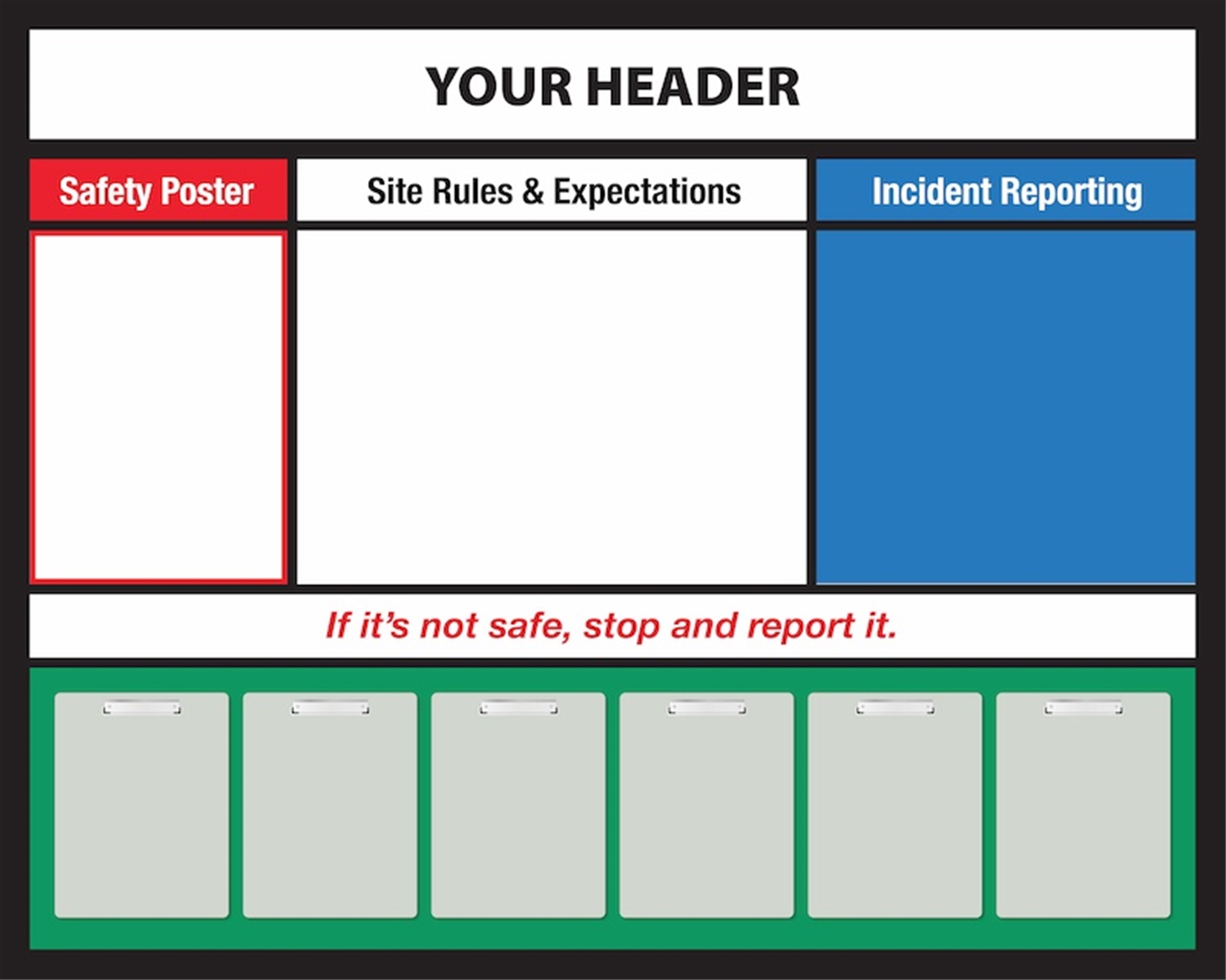 SB840 - 60"x48" Custom Safety Board with Header