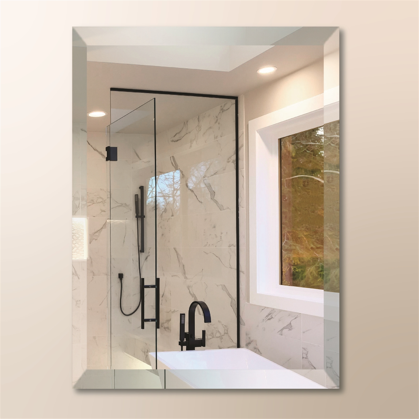 CFM301 Custom Cut Premium Clear Beveled Edge Frameless Mirror