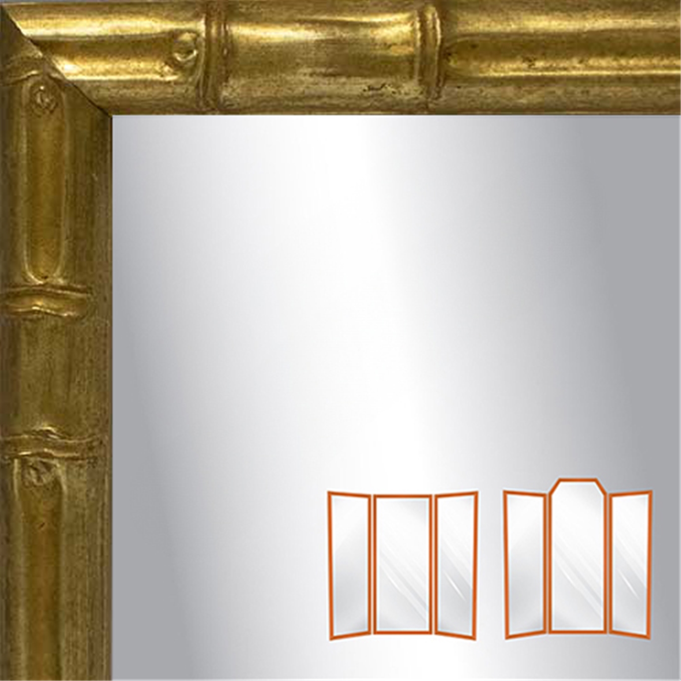  WM1894 - Bamboo - Gold, Silver - Custom 3 Panel Mirror