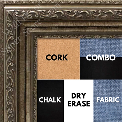 BB1014-2 Silver Colonial With Emboss - Cork, Chalk, Dry Erase, Combo, Fabric Wrap 