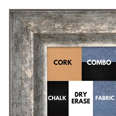 BB1224-1 - TARNISHED SILVER - 2 Inch Wide - Cork, Chalk, Dry Erase, Combo, Fabric Wrap 