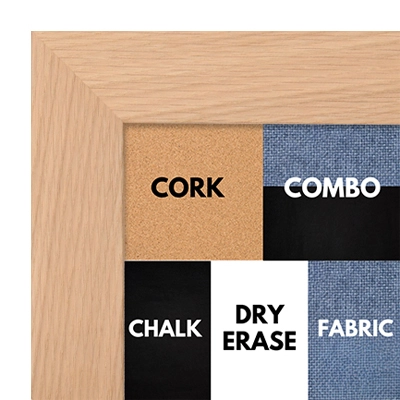 BB1227-2 - Oak Inspired Finish - 1.5 Inch Wide - Cork, Chalk, Dry Erase, Combo, Fabric Wrap 