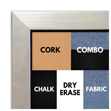 BB1495-2 Brushed Silver With Black Small To Medium Custom Cork Chalk or Dry Erase Board