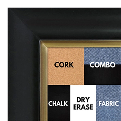 BB1521-4 Black With Gold Trim Extra Large Wall Board Cork Chalk Dry Erase
