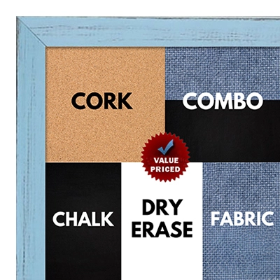 BB1532-11 Distressed Soft Blue - Small Custom Cork Chalk or Dry Erase Board